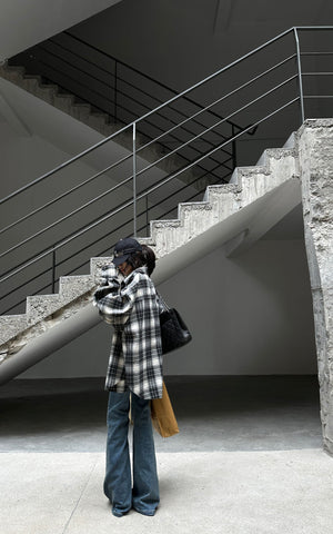 Vintage Flare Denim Jeans Low Rise Bootcut Pants with Zipper Details