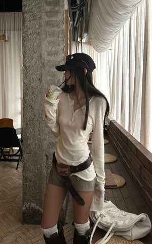 White Fitted Asymmetric Hem T-Shirt