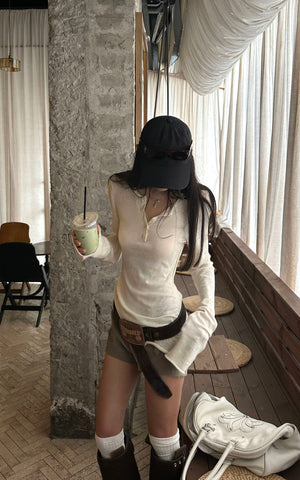 White Fitted Asymmetric Hem T-Shirt