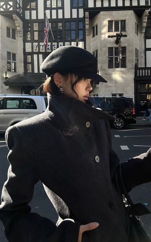 Structured Cropped Wool Coat and Pleated Mini Skirt Set