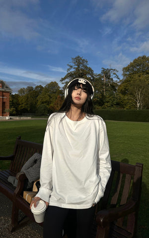 Oversized Cotton Long Sleeve T-Shirt