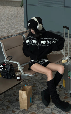 Polar Knit Hoodie & Shorts Set