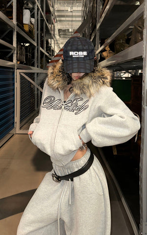 Faux-Fur Hood Cropped Hoodie