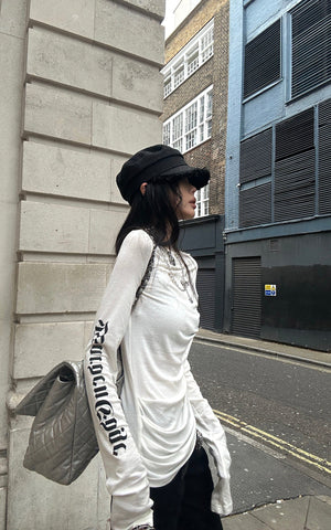Asymmetric Draped Long Sleeve Fitted Top