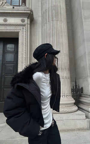 Asymmetric Draped Long Sleeve Fitted Top