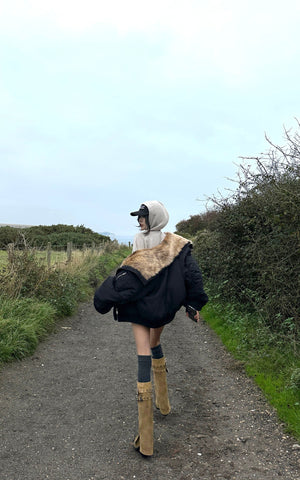 Faux Fur Collar Cropped Down Jacket