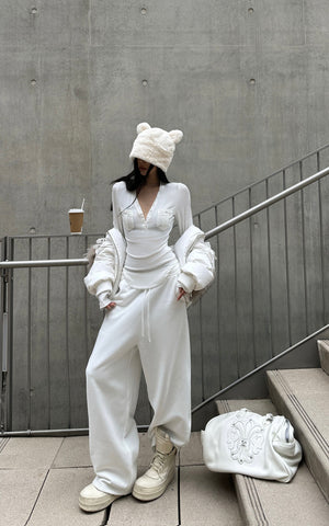 Wide-Leg Fleece Sweatpants