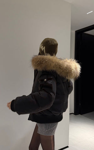 Cropped Fur Collar Down Jacket