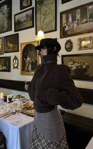 Reversible High-Neck Jacket with Belt Detail