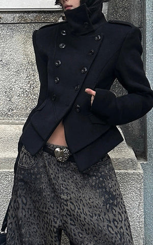 Structured Double-Breasted Cropped Jacket