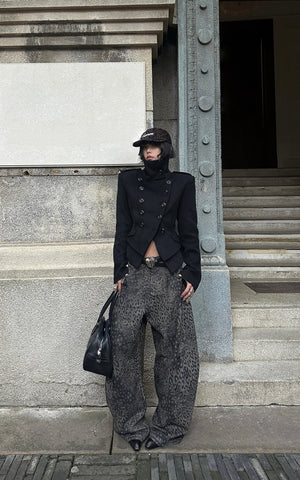 Structured Double-Breasted Cropped Jacket