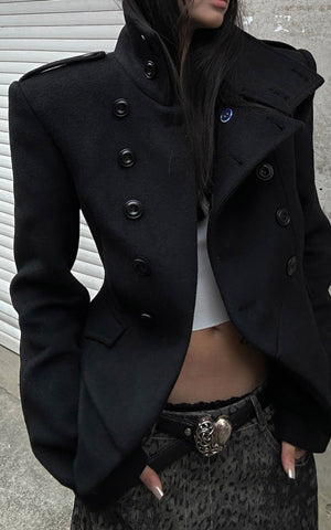 Structured Double-Breasted Cropped Jacket