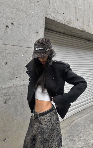 Structured Double-Breasted Cropped Jacket