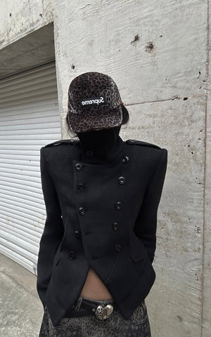 Structured Double-Breasted Cropped Jacket