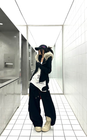 Wide-Leg Utility Sweatpants