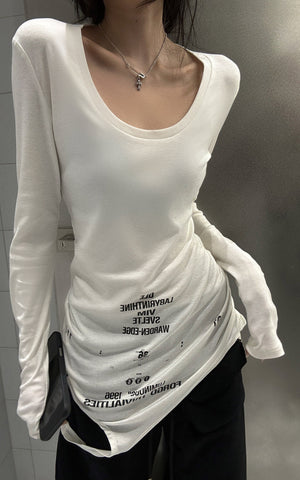 Graphic Cutout Long Sleeve Tee