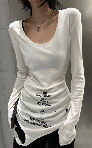 Graphic Cutout Long Sleeve Tee