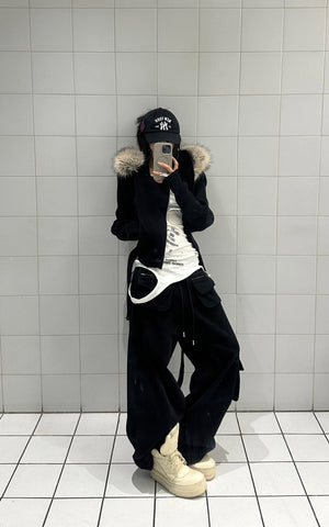 Wide-Leg Utility Sweatpants
