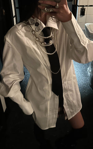 Embroidered Collar Structured Shirt