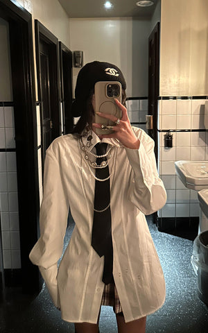 Embroidered Collar Structured Shirt