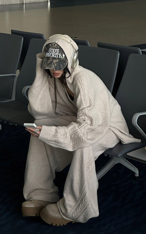 Knit Cardigan Tank and Wide Leg Pants Set