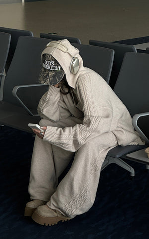 Knit Cardigan Tank and Wide Leg Pants Set