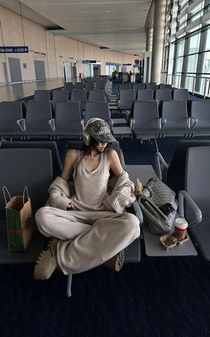 Knit Cardigan Tank and Wide Leg Pants Set