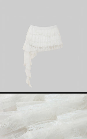 Asymmetrical Mini Lace Skirt