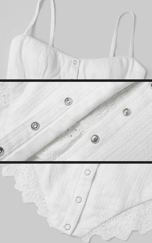 White Corset Top with Lace Hem