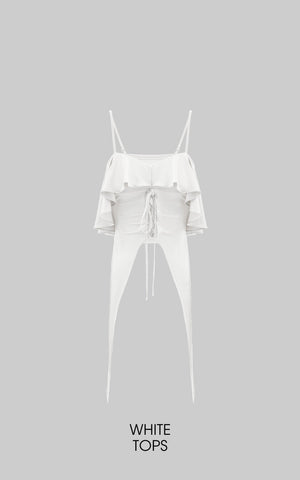 Off-Shoulder Ruffle Set with Asymmetrical Hem