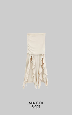 Off-Shoulder Ruffle Set with Asymmetrical Hem