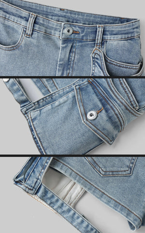 Utility Denim Shorts with 3D Pocket Detailing