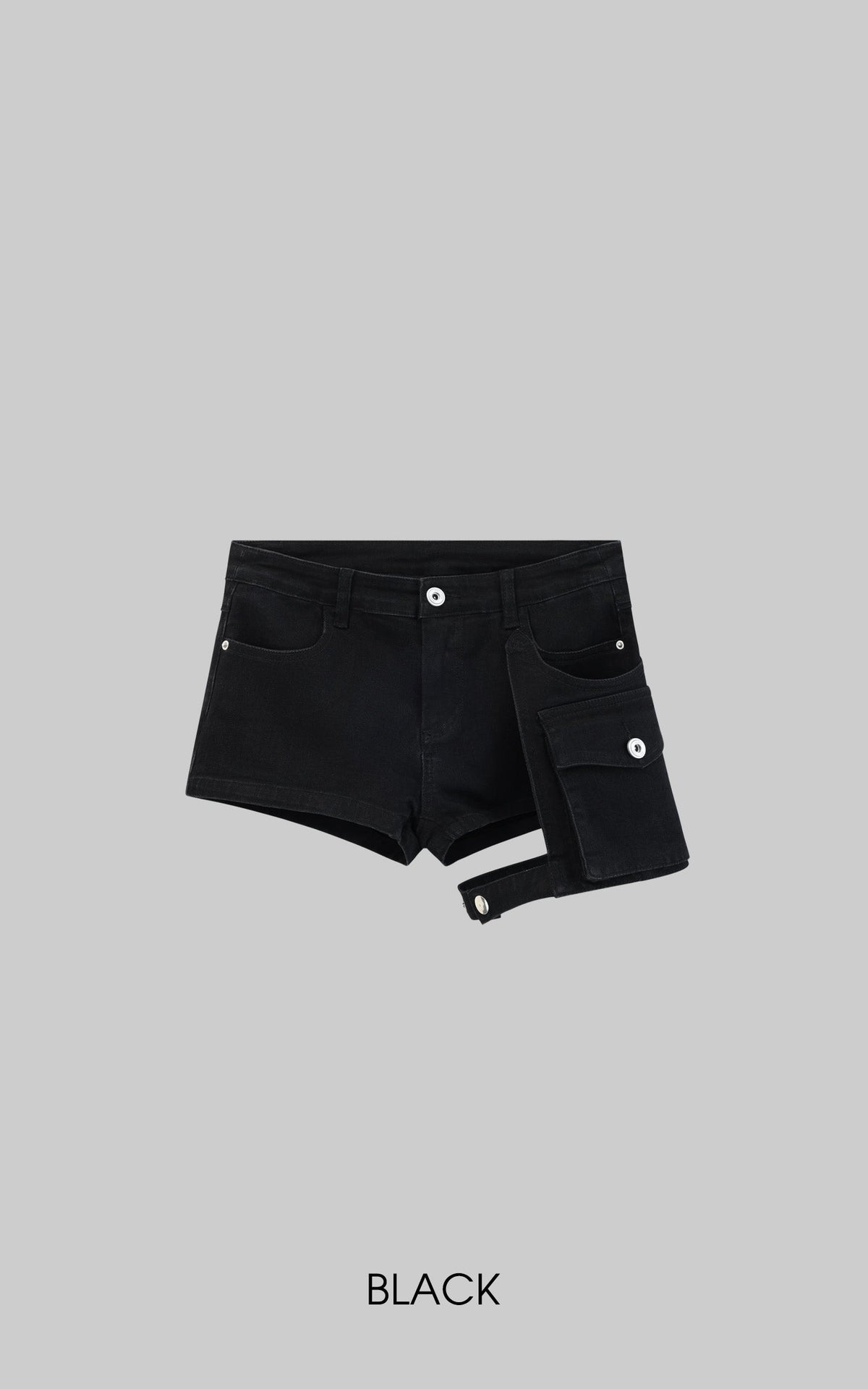Utility Denim Shorts with 3D Pocket Detailing