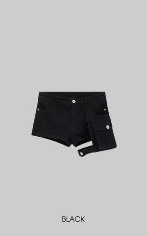 Utility Denim Shorts with 3D Pocket Detailing