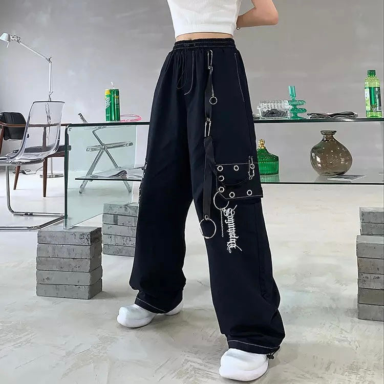 Black Chained Cargo Pants