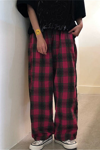 Elegant Plaid Color Wide Leg Loose Pants