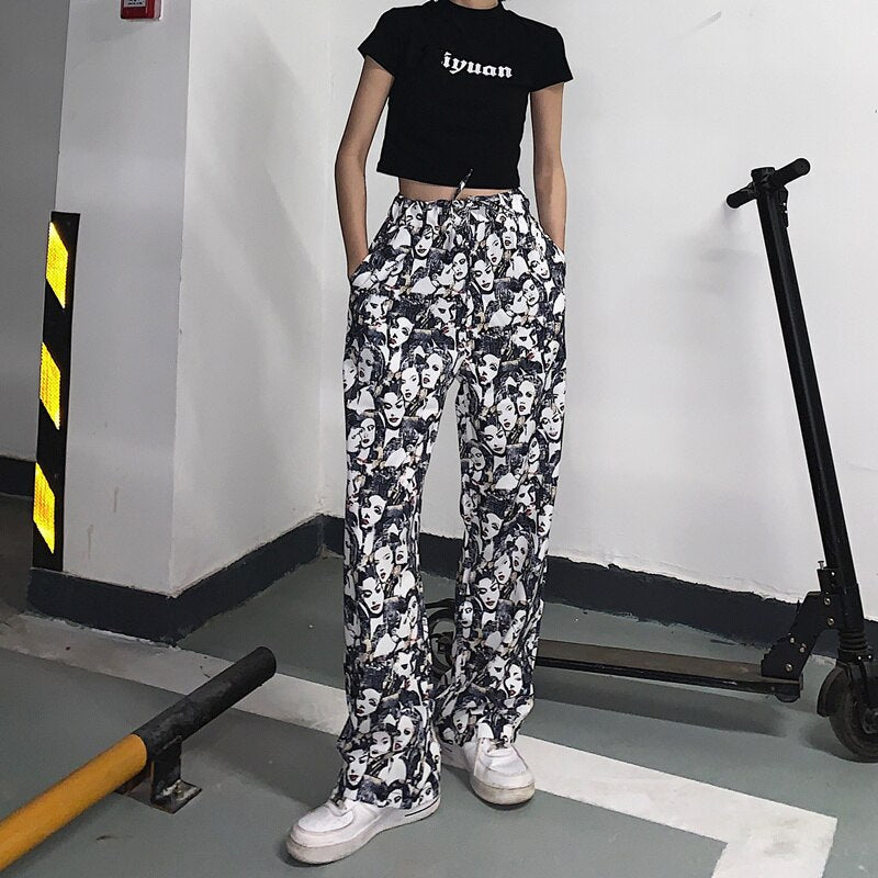 Vintage Faces Full Printed Long Pants