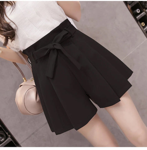 High Waist Bowknot Lace Up Casual Shorts Pants