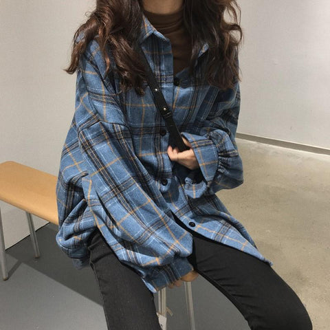 Blue Plaid Casual Flannel