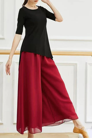High Waist Loose Wide Leg Mesh Chiffon Pants