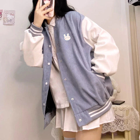 Loose Cute Colors Baseball Sweater Jacket