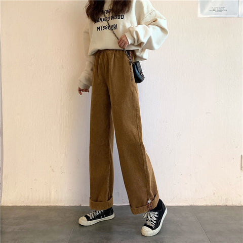 High Waist Full Corduroy Wide Leg Pants