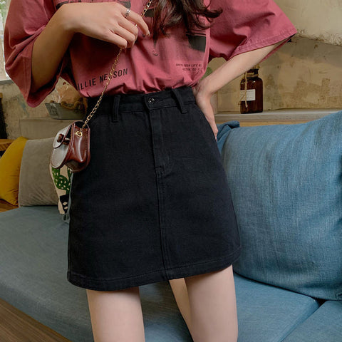 High Waist Solid A-Line Mini Skirts