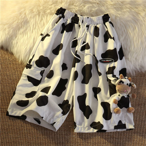 Cow Milk Pattern Sweet Casual Shorts Pants