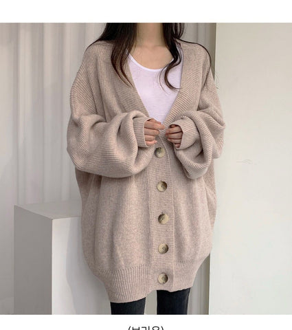 Loose Lantern Sleeve Cardigan Sweater