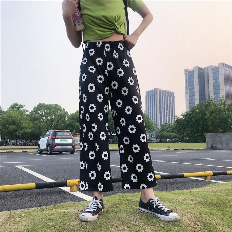 Floral Printed Loose Straight Pants