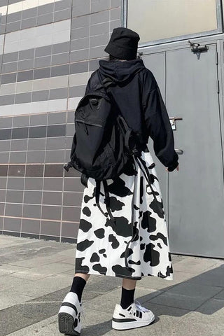 Faldas sueltas a media pantorrilla con estampado de vaca 