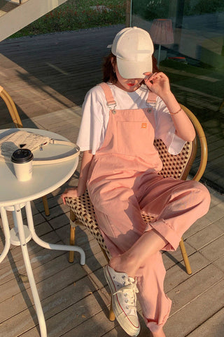 Casual Pink Summer Denim Jumpsuit