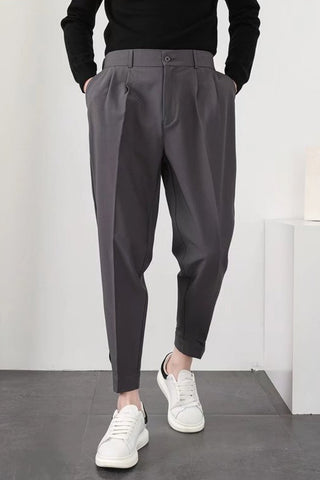Slim Casual Small Feet Pleated Men Pants