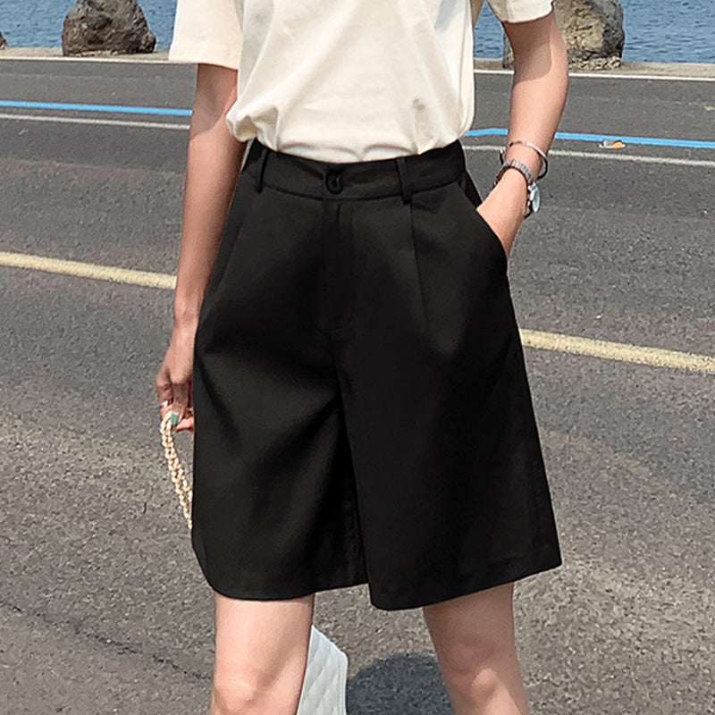 High Waist Solid Color Shorts Pants